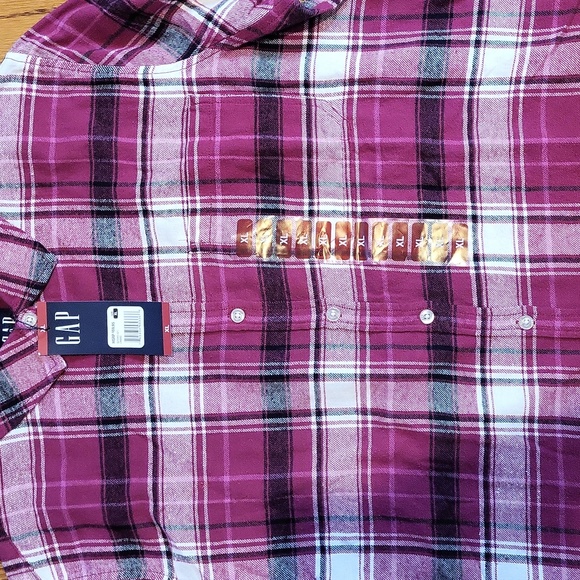 GAP women's XL purple plaid boyfriend flannel new w tags 100% cotton long sleeve - Picture 2 of 7